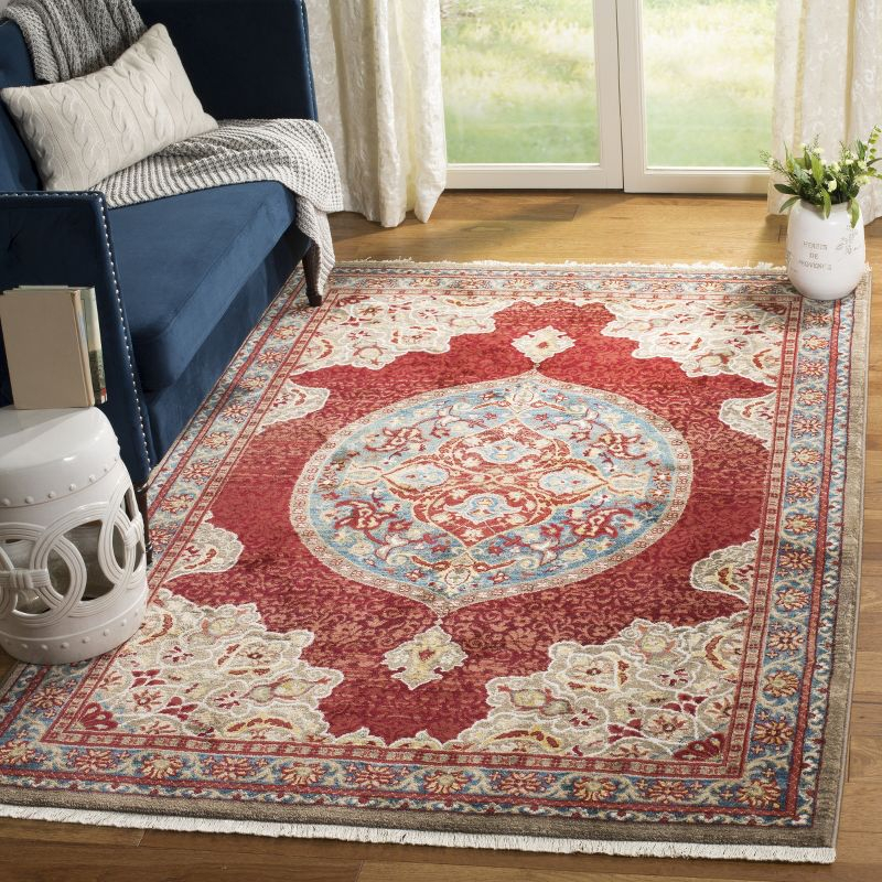 Kashan KSN302 Power Loomed Area Rug - Red/Blue - 9'x12'6" - Safavieh