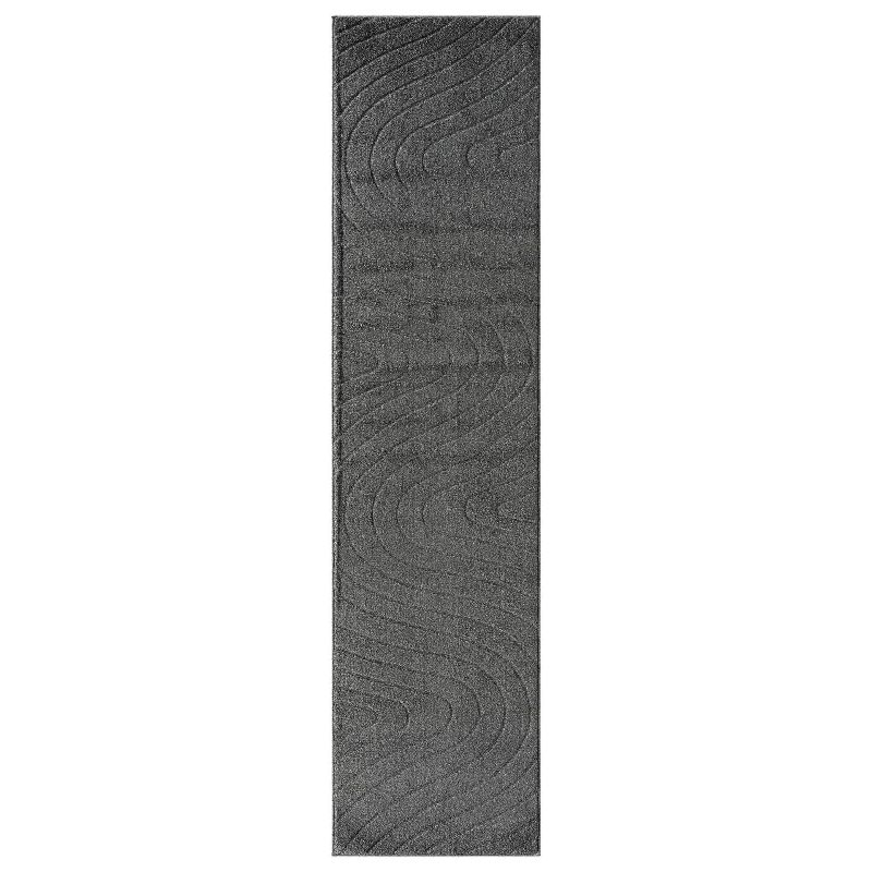 Luxe Weavers Modern Geometric Wave Anthracite 8x10 Area Rug