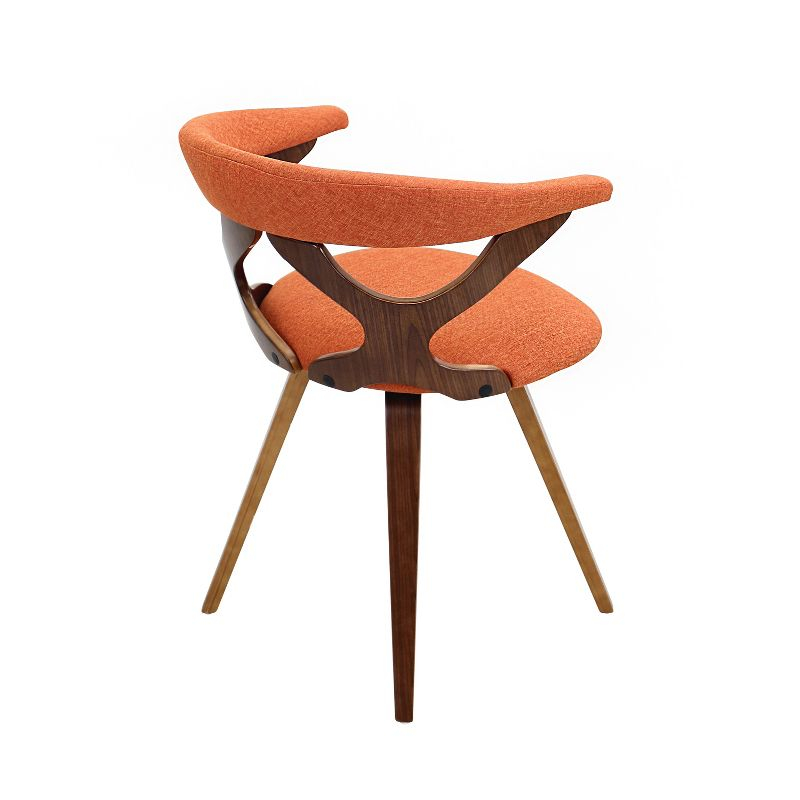 LumiSource Gardenia Mid-Century Modern Dining Accent Chair with Swivel Orange/Walnut: Polyester Upholstery, Wood Legs, No Assembly Required
