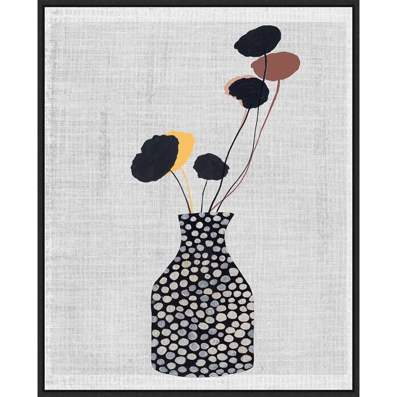 23" x 28" Decorated Vase with Plant II by Melissa Wang Framed Canvas Wall Art Print - Amanti Art: Modern Lithograph, Polystyrene Frame