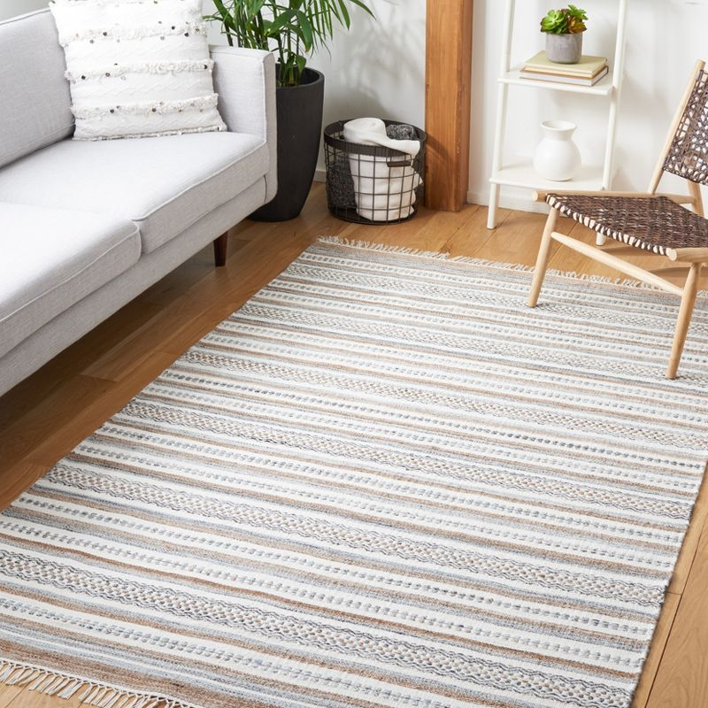 Striped Kilim STK106 Hand Woven Area Rug - Grey/Ivory - 8'x10' - Safavieh.