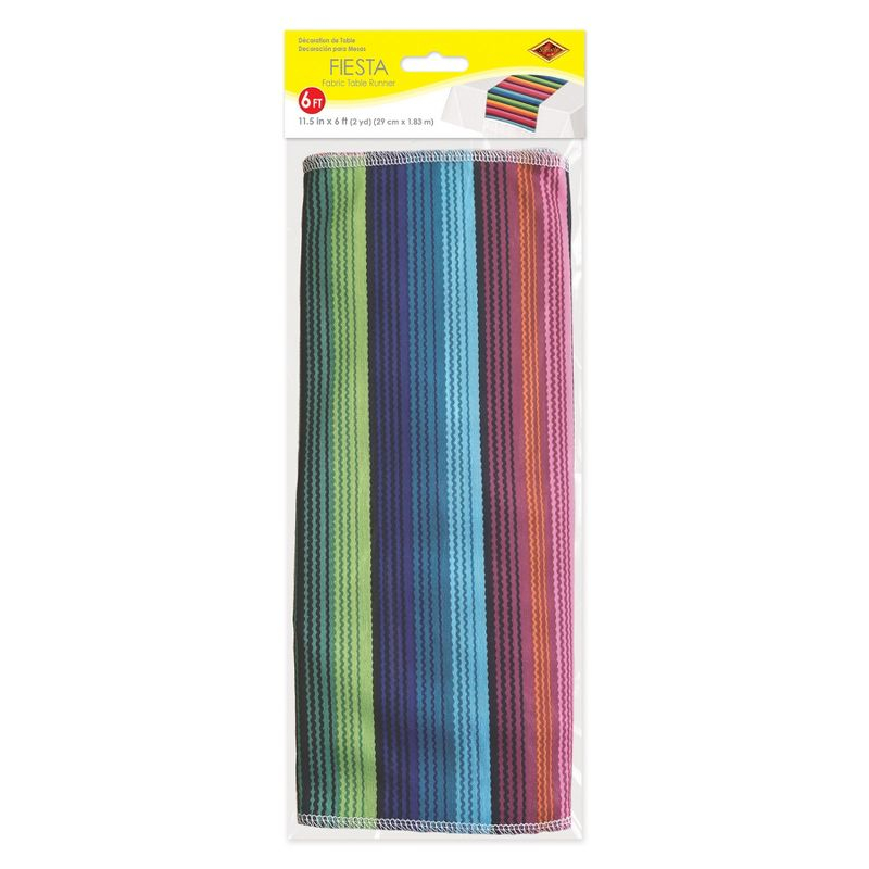Beistle Fiesta Fabric Table Runner, 11.5" x 6', (1/Pkg) Multicolored
