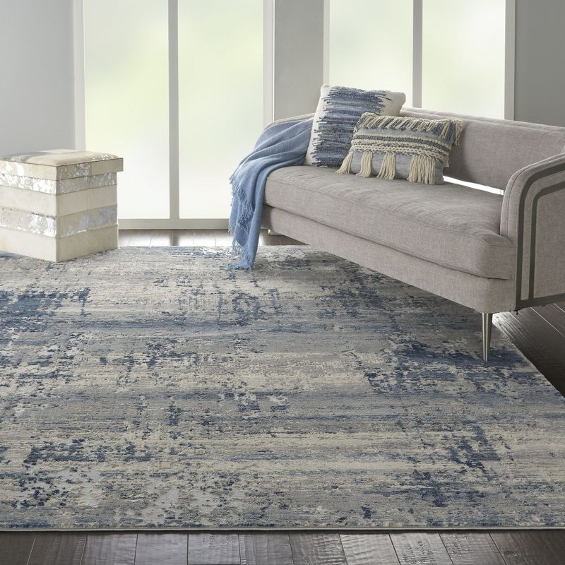 Nourison Rustic Textures Abstract Indoor Area Rug Ivory Blue 7'10" x 10'6"
