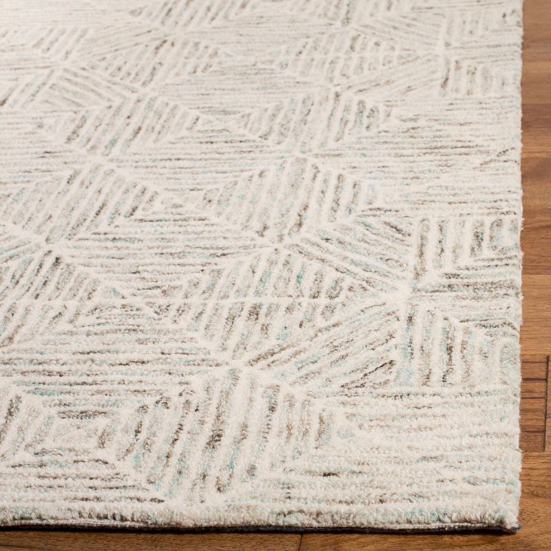 Abstract ABT763 Handmade Indoor Area Rug - Ivory/Light Blue - 4'x4' - Safavieh