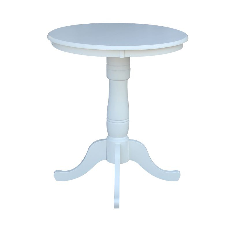 30" Round Top Pedestal Counter Table White – International Concepts: Solid Wood, Kitchen Furniture
