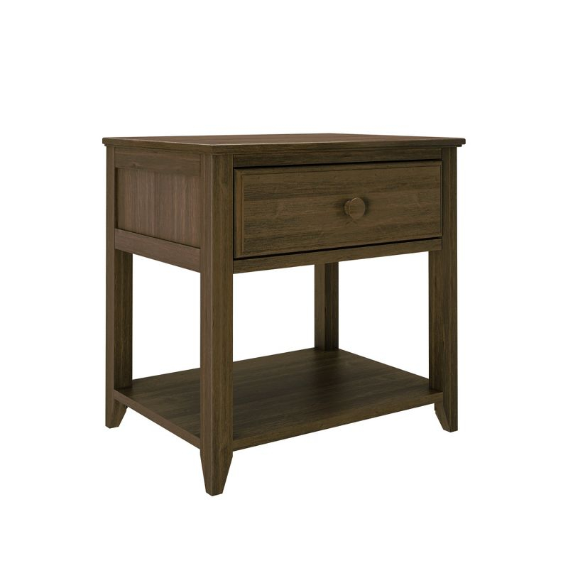 Max & Lily Nightstand with Storage Drawer, Small Wooden Bedside, Side Tables for Bedroom, Walnut