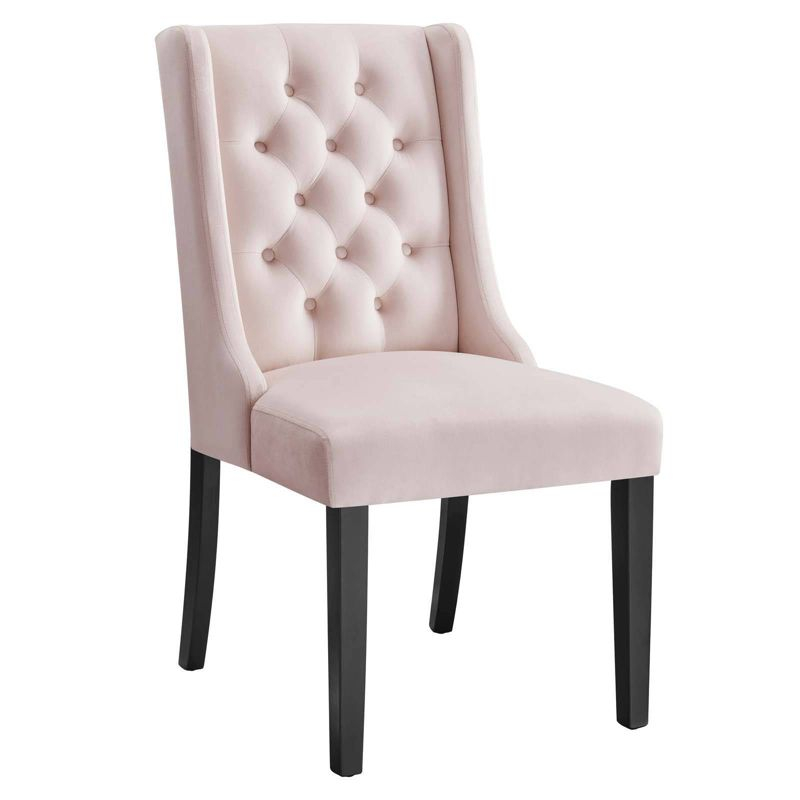 Set of 2 Baronet Performance Velvet Dining Chairs Pink - Modway: Rubberwood Frame, Upholstered, Spot Clean