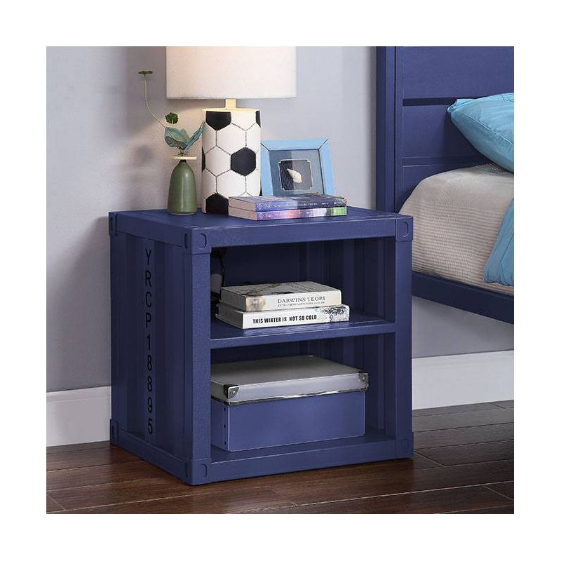 20" Cargo Nightstands Blue - Acme Furniture: Metal Frame, Fixed & Open Shelves, No Assembly Required