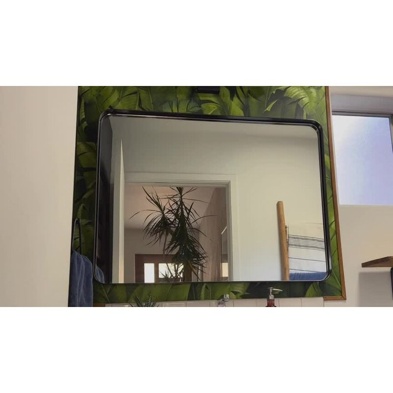 Hamilton Hills 18" x 48" Metal Black Framed Brushed Rectangular Wall Mirror