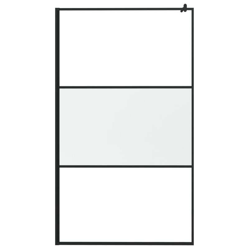 VidaXL Walk-in Shower Wall 45.3 in.x76.8 in. Half Frosted ESG Glass Black