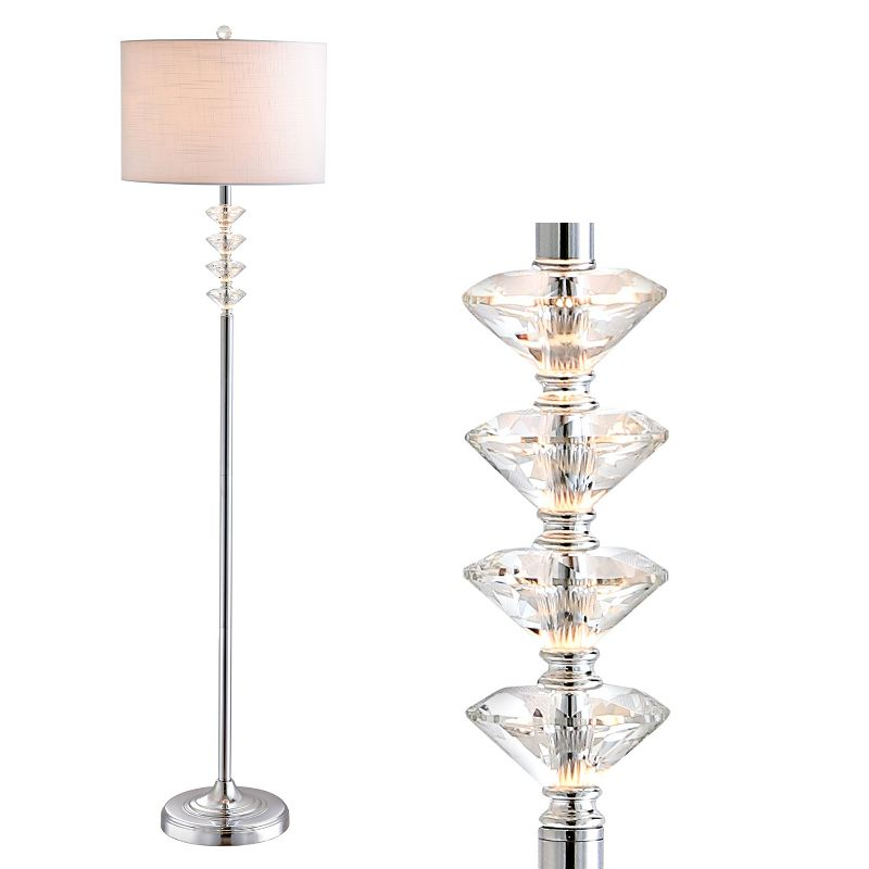 JONATHAN Y Mia 60.5" Crystal/Metal LED Floor Lamp, Clear/Chrome