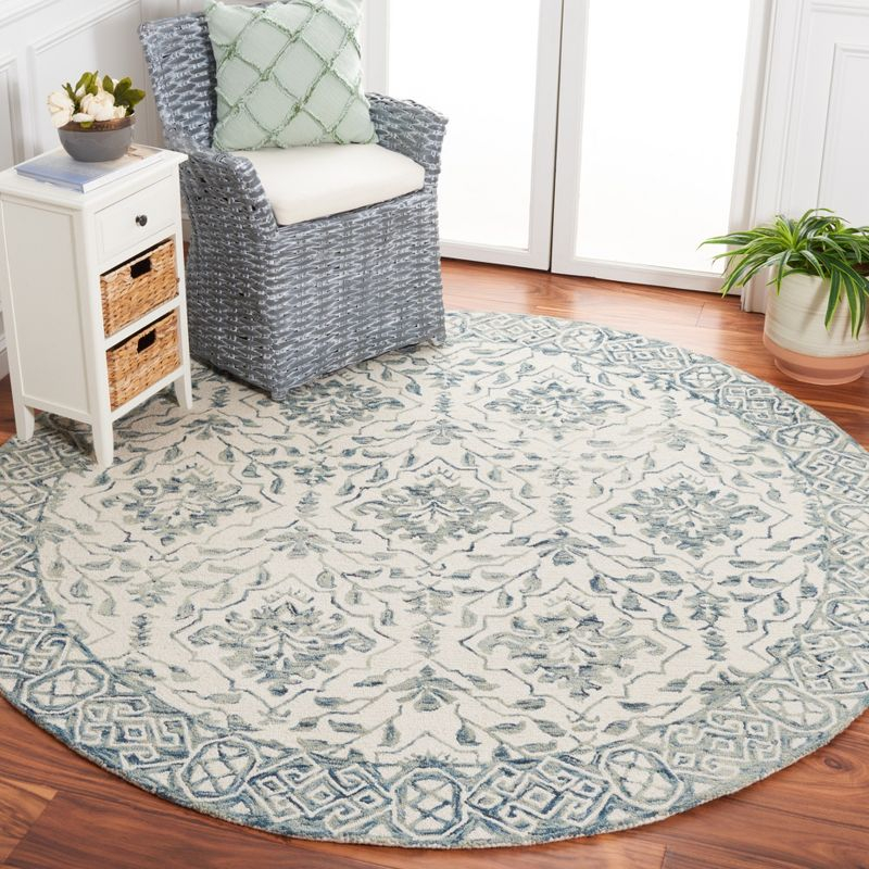 Dip Dye DDY901 Hand Tufted Area Rug - Blue/Ivory - 3' round - Safavieh.