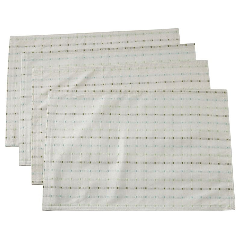 Saro Lifestyle Stitched Line Design Placemats, White, (Set of 4 pcs)