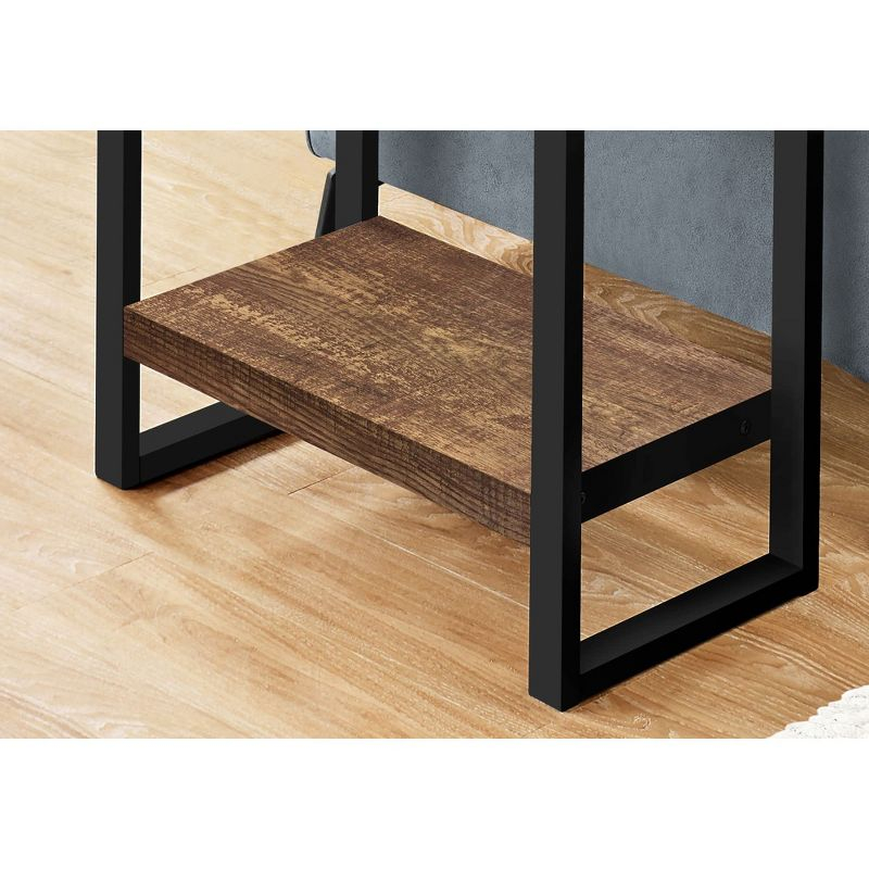 Accent Table Side End Nightstand Lamp Living Room Bedroom Brown Laminate Black Metal Industrial