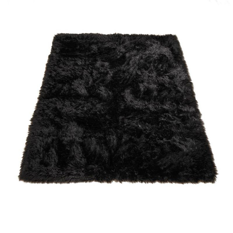 Walk on Me Faux Fur Super Soft Rug With Non-slip Backing 2'x4' Black
