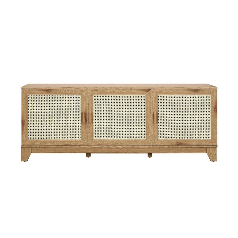 Manhattan Comfort Sheridan Modern 6 Shelf Cane TV Stand for TVs up to 55" Natural: Media Console with Cable Management