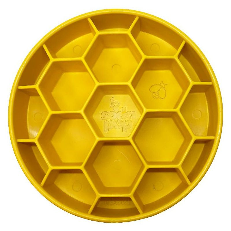 Honeycomb Design eBowl Enrichment Slow Feeder Bowl for Dogs Yellow large
