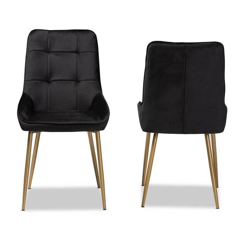 2pc Gavino Metal Dining Chair Set Black/Gold - Baxton Studio
