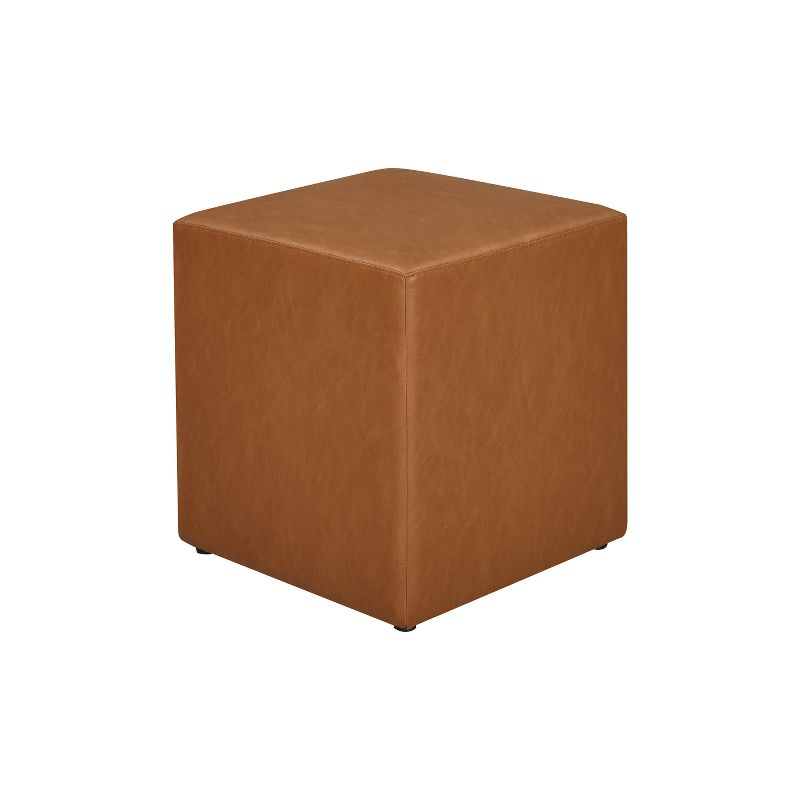 Daphne Ottoman Carmel - Lifestyle Solutions: Faux Leather Footstool, Transitional Bench, No Assembly Required