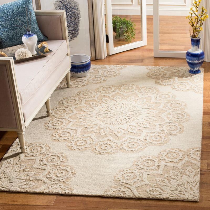 Blossom BLM108 Hand Tufted Indoor Area Rug - Ivory/Beige - 6'x9' - Safavieh