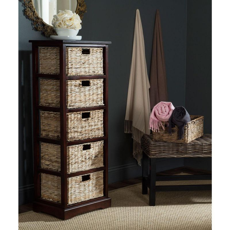 Vedette 5 Wicker Basket Storage Tower - AMH5739 - Cherry - Safavieh Couture