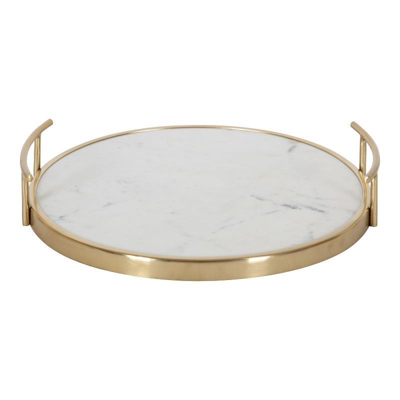 Kate and Laurel Marbury Tray, 14" Diameter, Gold