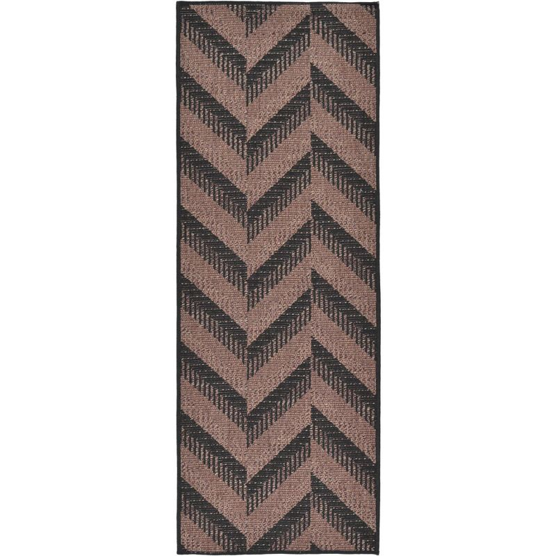 Unique Loom 2' 2 x 6' 0 Runner Brown Outdoor Modern Chevron Area Rug