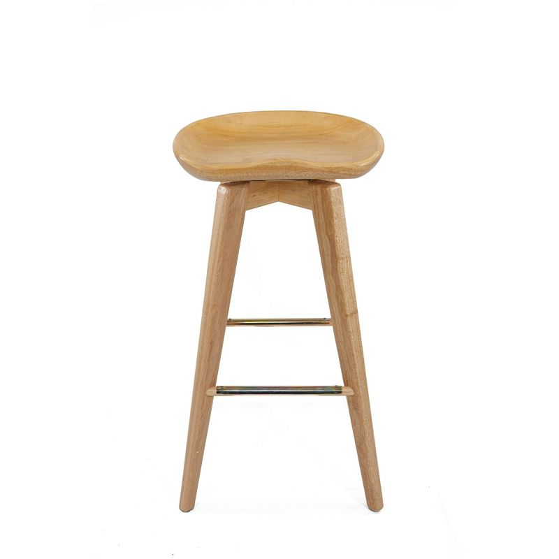 31" Bali Swivel Barstool Hardwood/Natural - Boraam: Contemporary, Backless, 300lb Capacity