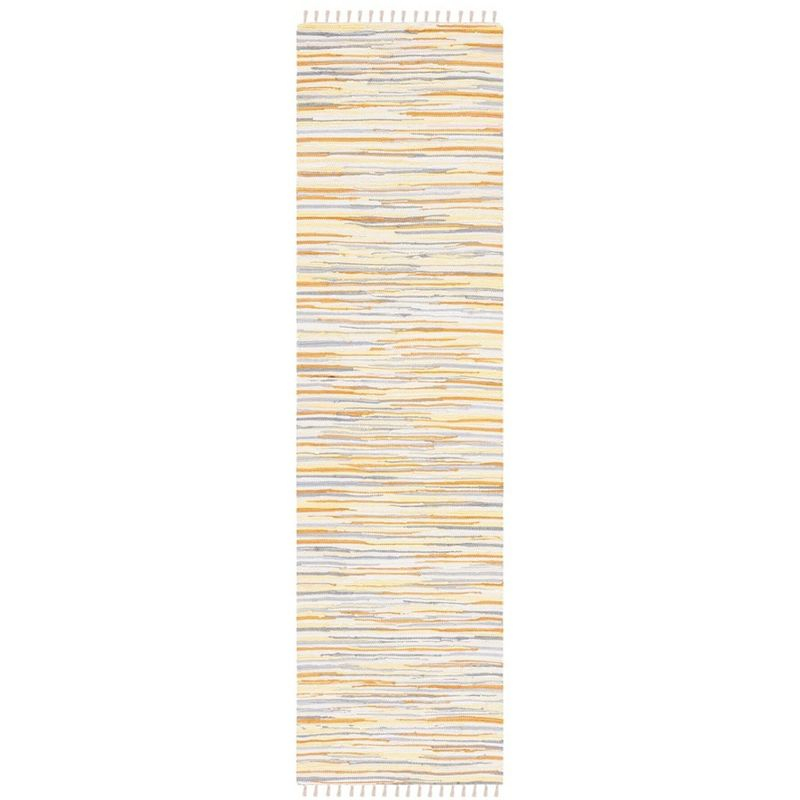 Rag Rug RAR129 Hand Woven Indoor Runner Rug - Gold/Multi - 2'3"x6' - Safavieh.