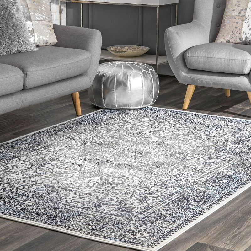Nuloom Delores Oriental/Persian 9x12 Indoor Area Rug for Living Room Bedroom Dining Room Kitchen, Blue/Ivory
