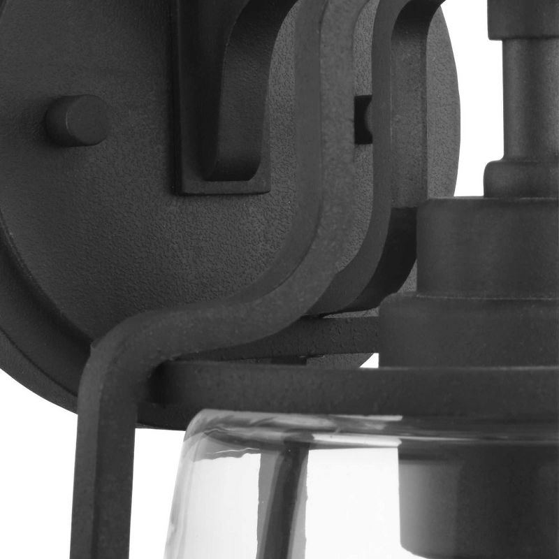Progress Lighting Benton Harbor 1-Light Wall Lantern in Black with Clear Glass Shade