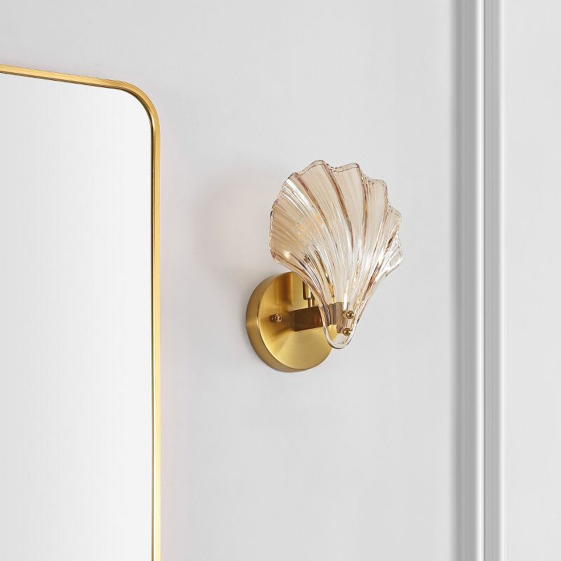 Sirena 5.5" Wall Sconce (Set of 2) - SCN4087 - Amber/Brass - Safavieh