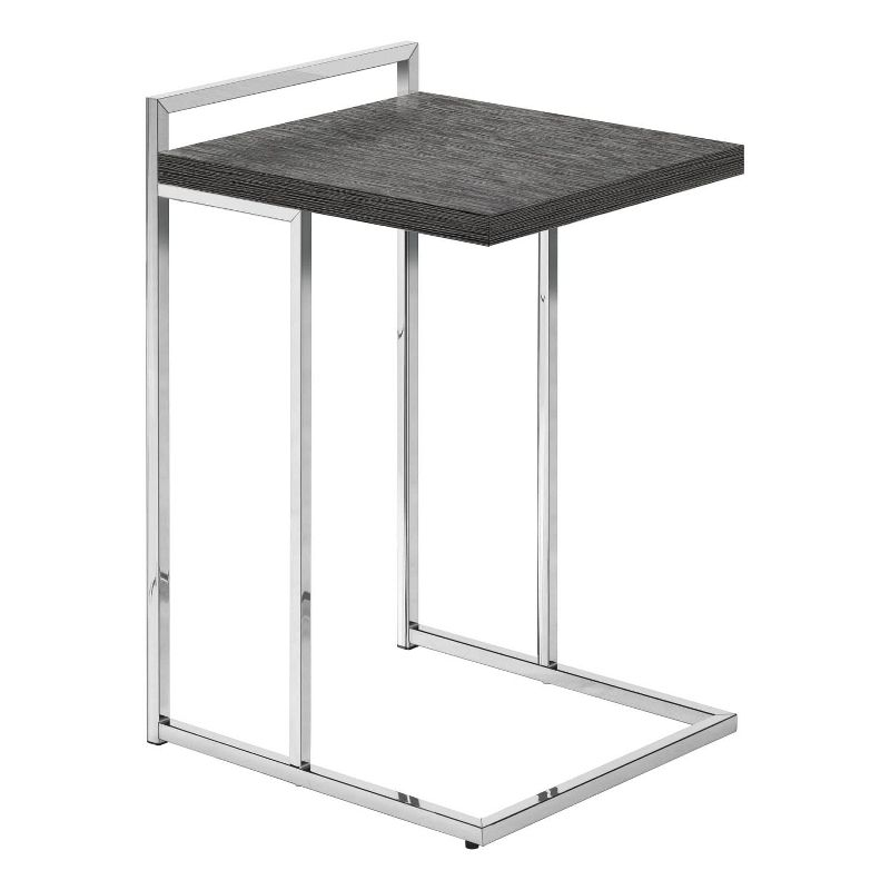 Monarch Specialties Accent Table C-Shaped End Side Snack Living Room Bedroom Metal Laminate Grey Chrome Contemporary Modern