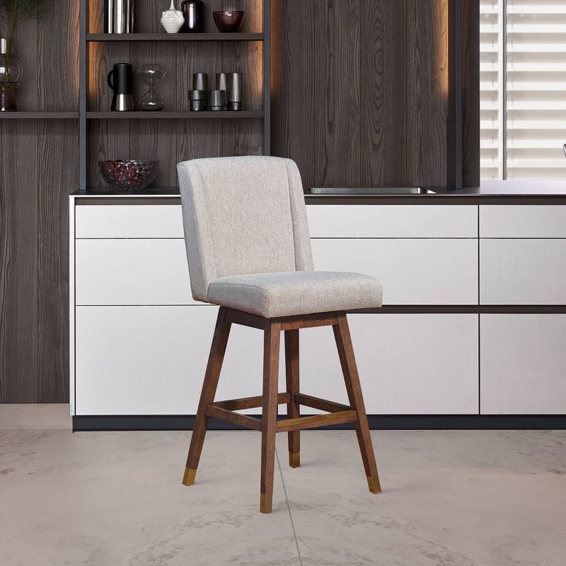 Armen Living Stancoste Wood Finish with Fabric Swivel Counter Height Barstool Brown Oak/Taupe