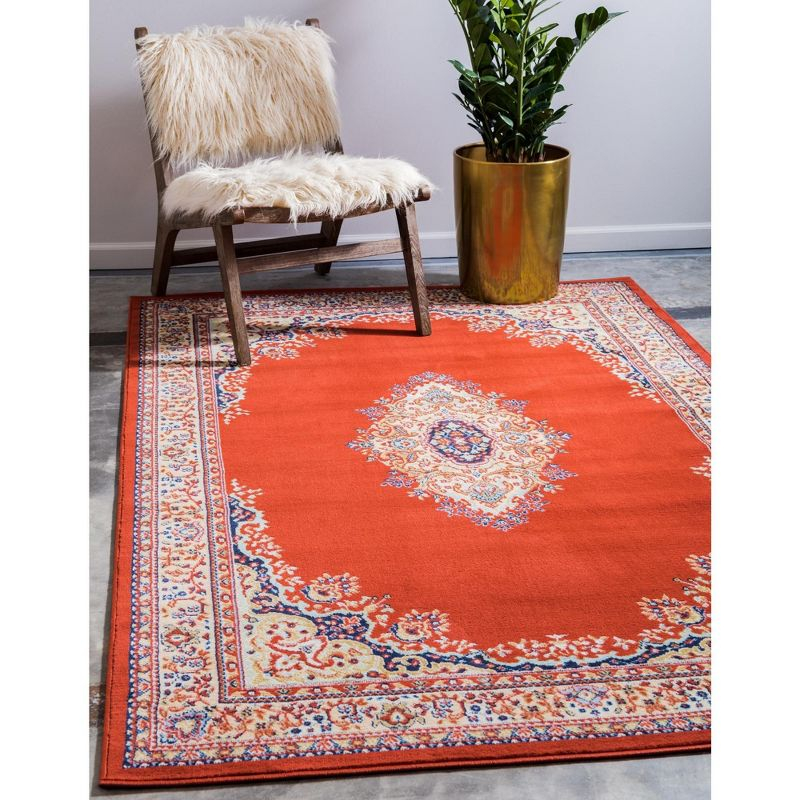 Unique Loom Reza Collection Area Rug - Washington (10'  x 13' 1" Rectangle Terracotta/Cream)