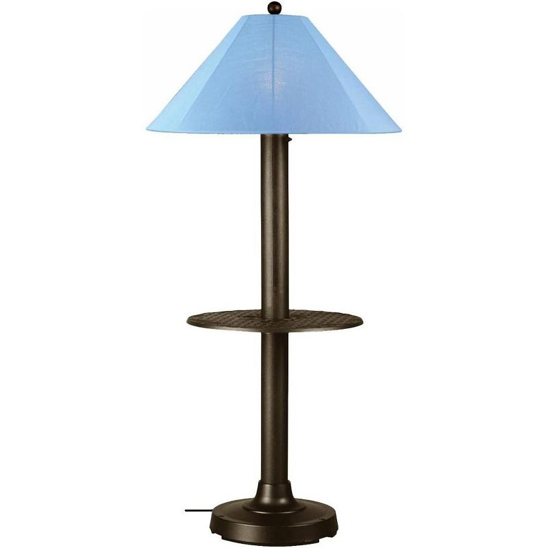 Patio Living Concepts Catalina Floor Table Lamp 39697 with 3 bronze body and sky blue Sunbrella shade fabric