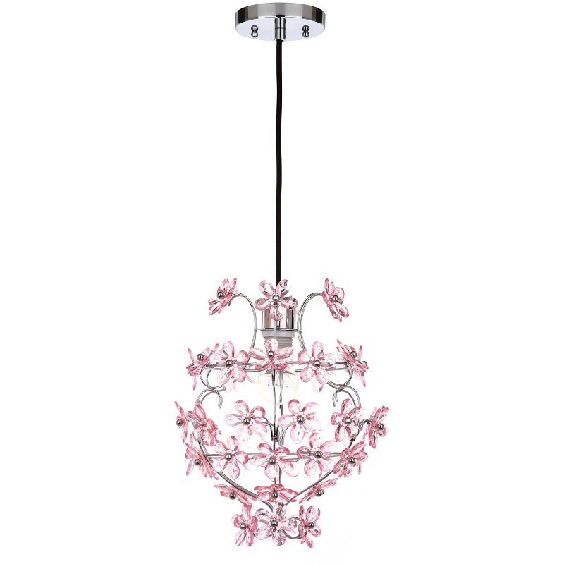 Raz Floral Pendant Lamp - LIT4487 - Chrome - Safavieh