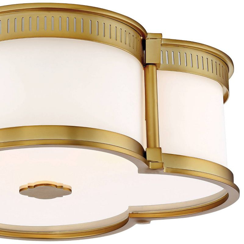 Minka Lavery Modern Ceiling Light Flush Mount Fixture 16 1/4" Liberty Gold LED Etched White Glass Shade for Bedroom Kitchen House