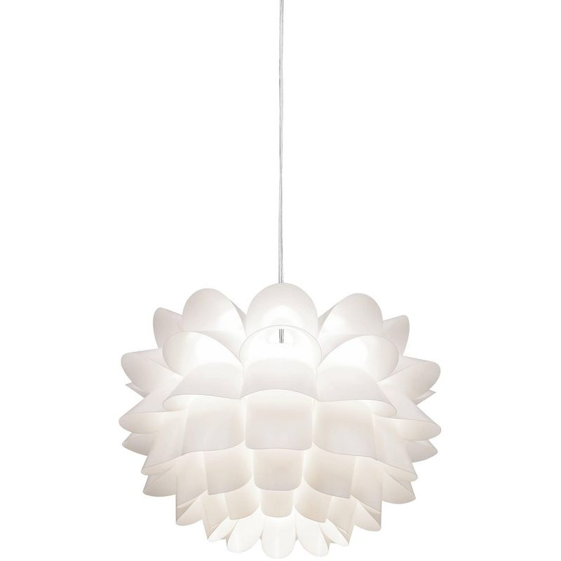 Possini Euro Design White Flower Pendant 19 1/2" Wide Modern Blooming Curved Petals for Dining Room Living House Home Foyer Kitchen Island Entryway