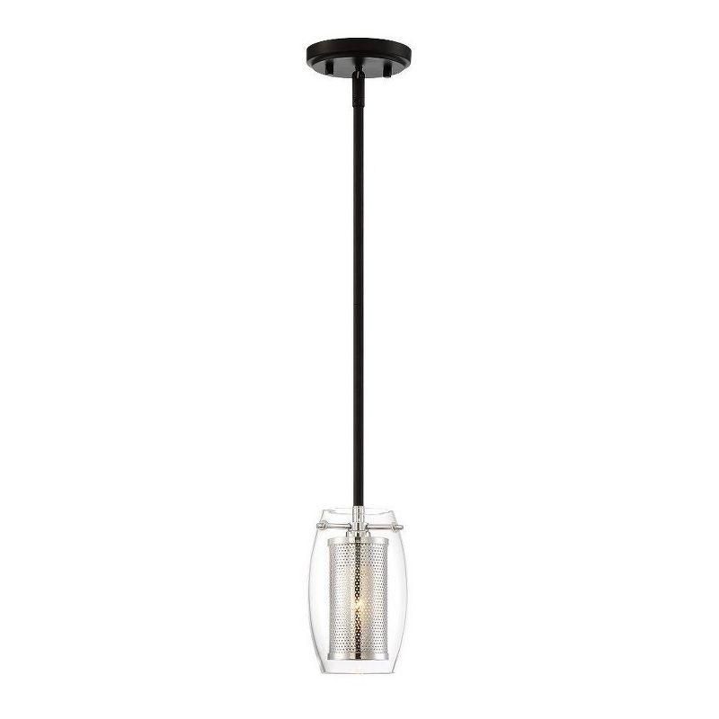 Savoy House Dunbar 1 - Light Pendant in  Matte Black/Polished Chrome