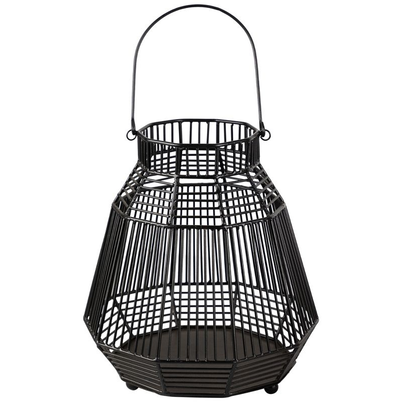 Northlight Large Geometric Iron Hurricane Candle Lantern - 11.25" - Black