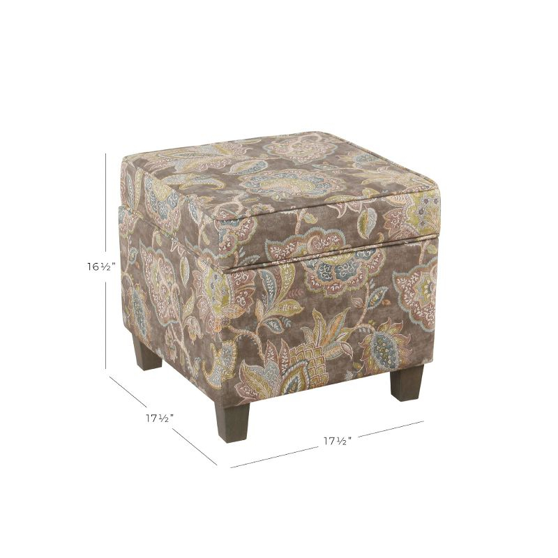 Cole Classics Square Storage Ottoman with Lift Off Top Gray Floral - HomePop