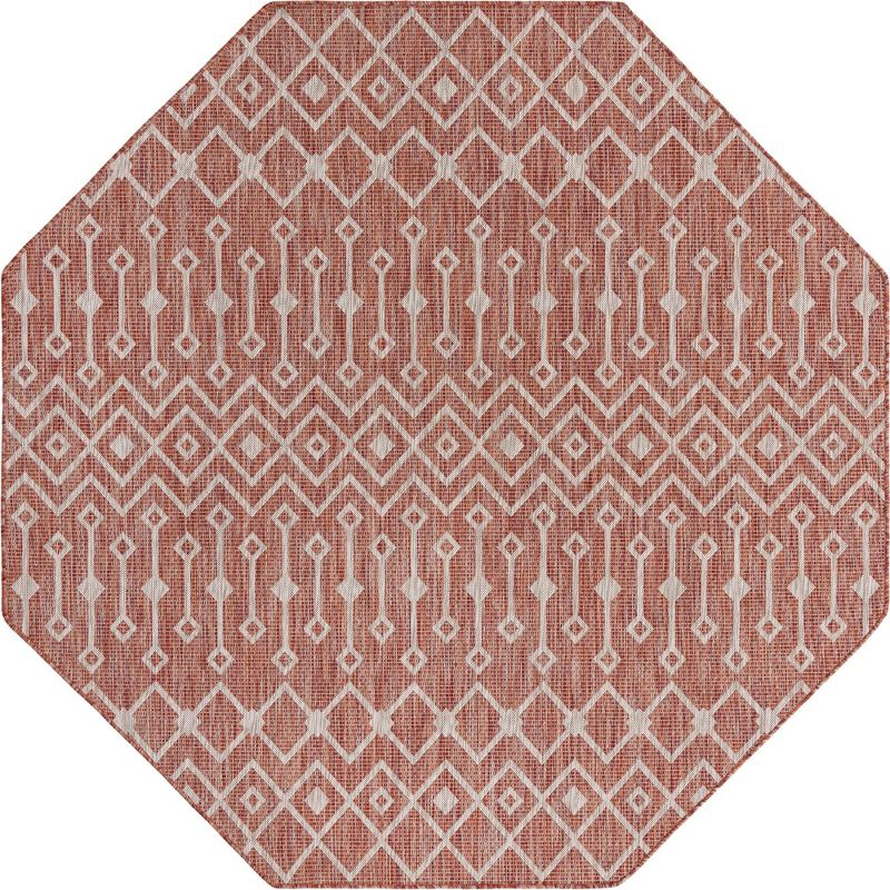 Unique Loom 7' 10 x 7' 10 Octagon Indoor/Outdoor Trellis Rust Red Area Rug