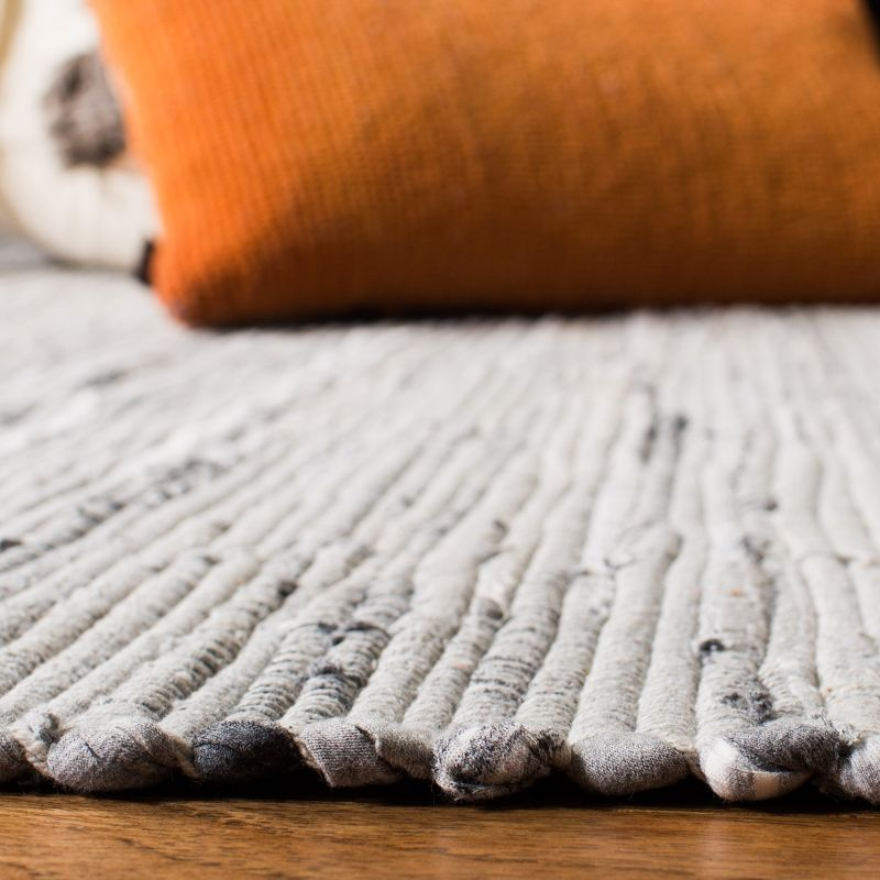 Rag Rug RAR121 Hand Woven Indoor Area Rug - 9'x9' - Grey - Safavieh