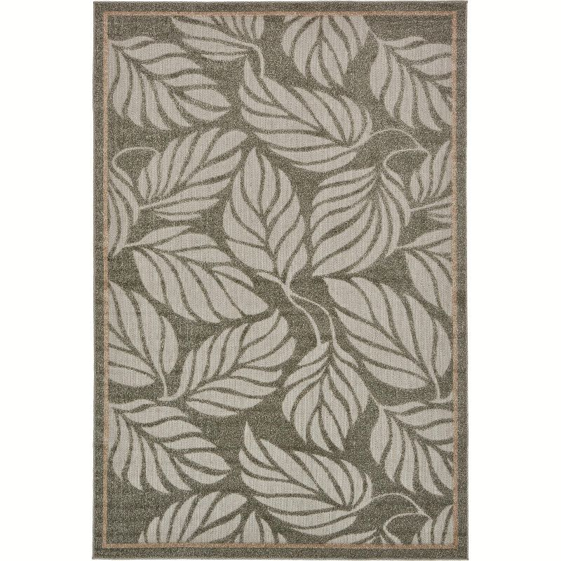 Unique Loom 6' 1 x 9' 0 Gray Outdoor Botanical Augusta Area Rug