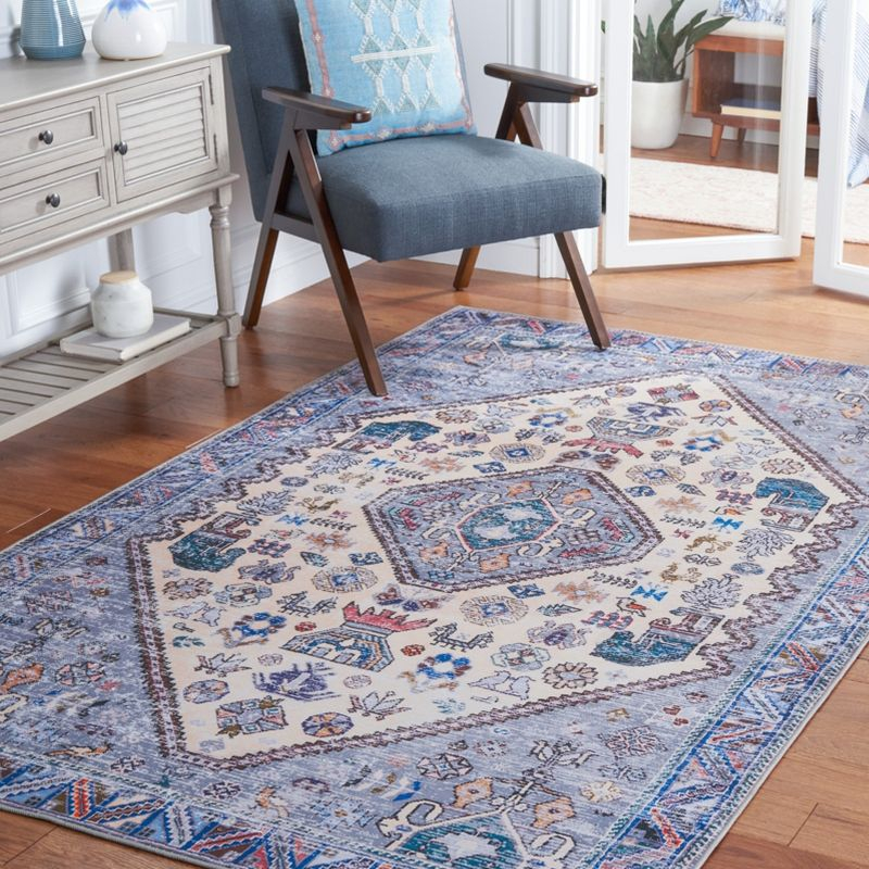 Tucson TSN194 Power Loomed Machine Washable Area Rug - Beige/Grey - 4'x6' - Safavieh.
