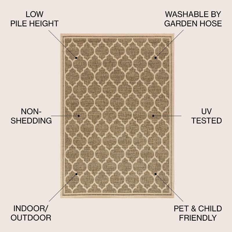 8'x10' Trebol Moroccan Trellis Textured Weave Indoor/Outdoor Area Rug, Brown/Beige - JONATHAN Y