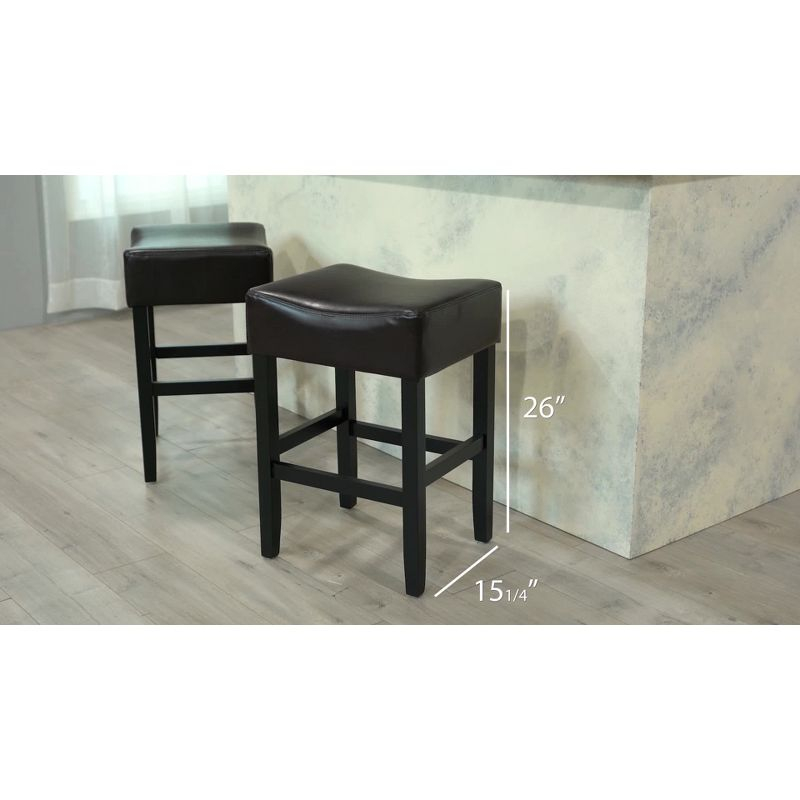 Christopher Knight Home Set of 2 Portman Backless Counter Height Barstools Brown: Upholstered, Wood Frame, 26" Seat Height