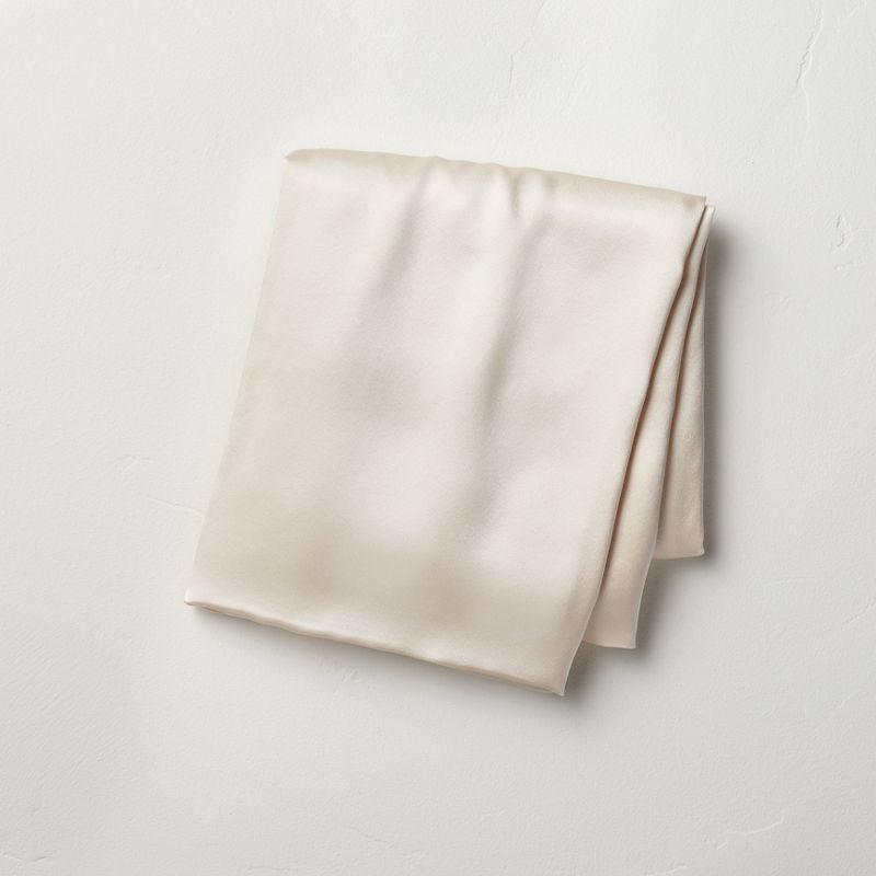 Standard Solid Silk Pillowcase Cream - Casaluna™: Hand Wash, Satin Construction, OEKO-TEX Certified