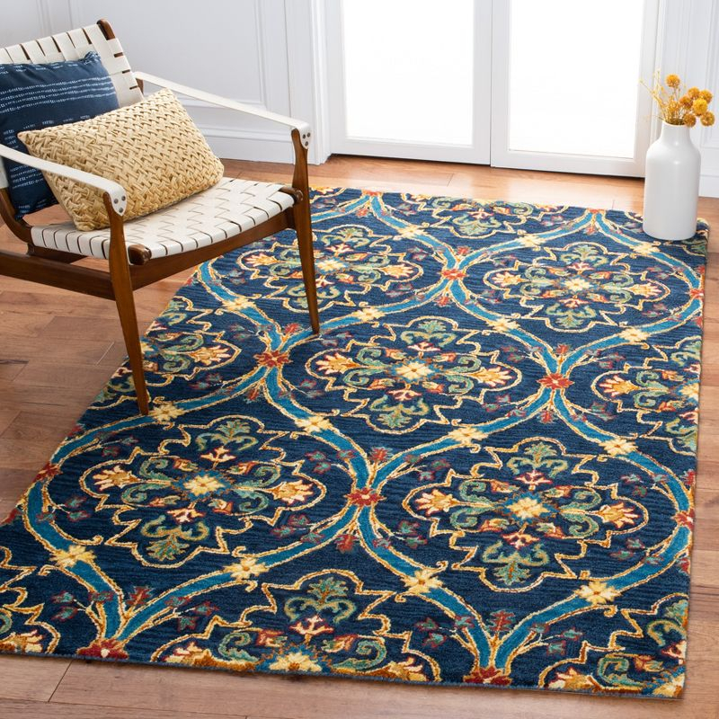 Heritage HG475 Hand Tufted Area Rug - Navy/Yellow - 3'x5' - Safavieh.
